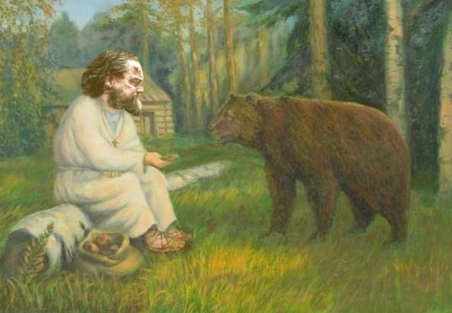 Картина серафима саровского с медведем