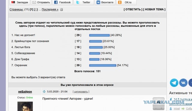 Итоги конкурса "Страшные сны / Побег"
