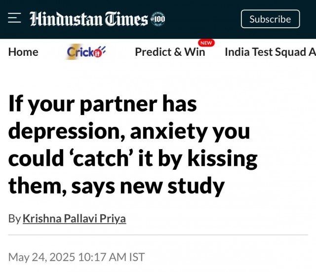 Депрессия и тревожность передаются через поцелуи — исследование