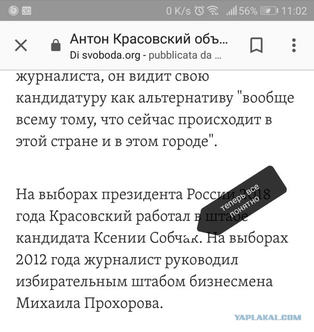 Агитатор кандидата в мэры Москвы, узнал об ориентации Красовского