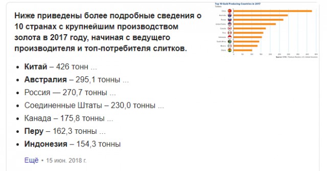 В 1 квартале треть золота в мире купила Россия.