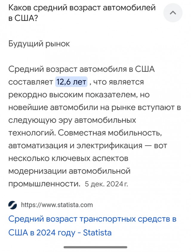 «Автостат»: средний возраст легковых автомобилей в России составляет 15,5 лет