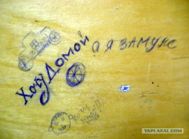 Рисунки и надписи на школьных партах