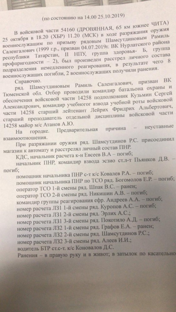 ⚡️ Военнослужащий расстрелял сослуживцев в Улётовском районе Забайкальского края