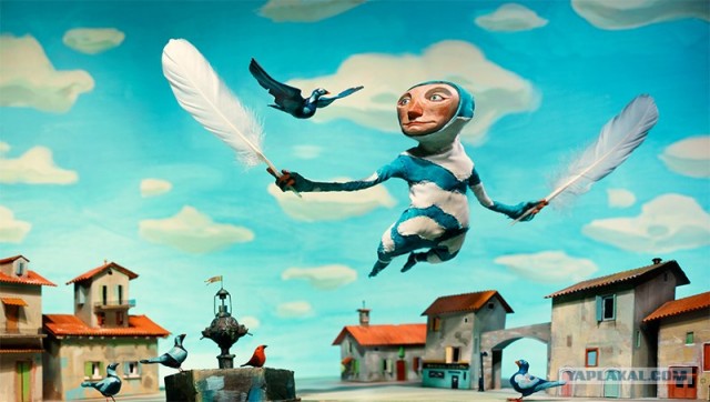 Путин с клювом в халате возглавил журавлиный клин