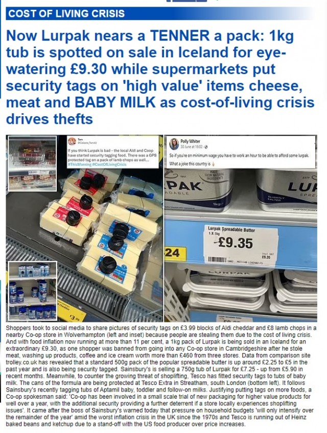 В британских супермаркетах начали вешать защитные магниты от краж на сыр и масло