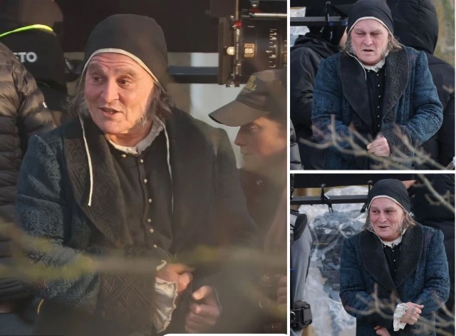 Джонни Депп на съёмках «Рождественская песнь»