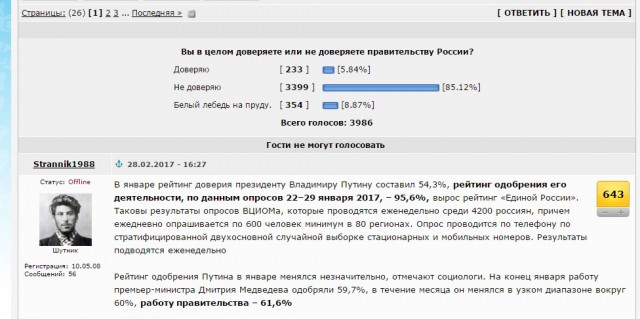 Более 80% россиян одобряют работу Путина