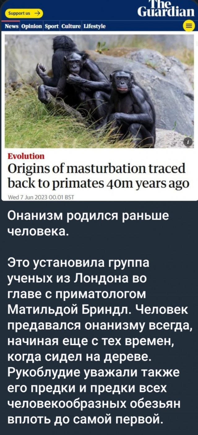 Онанизм родился раньше человека