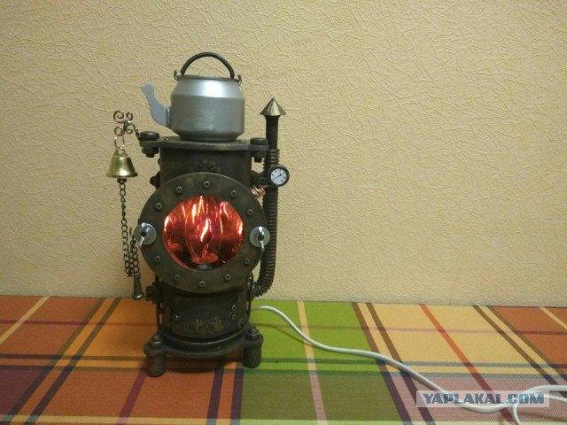 Светильник — ночник Твердотопливый котел (Буржуйка) в стиле стим-панк.
