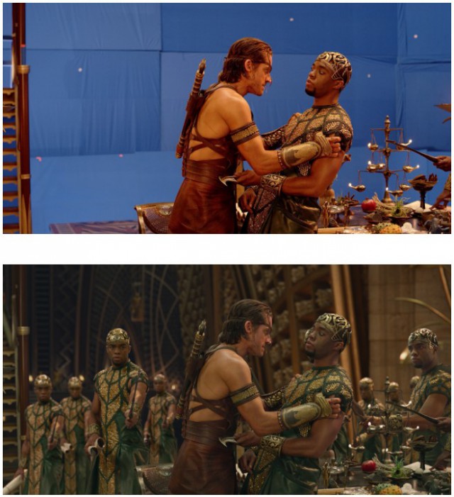 Кадры из фильма "Боги Египта" - до и после обработки