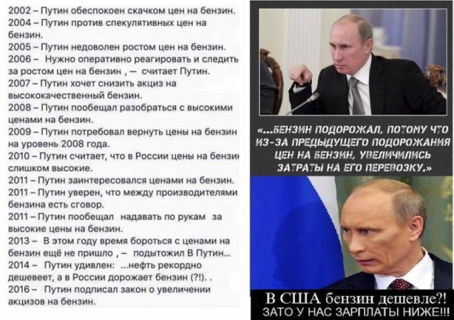 Путин высказался о росте цен на бензин