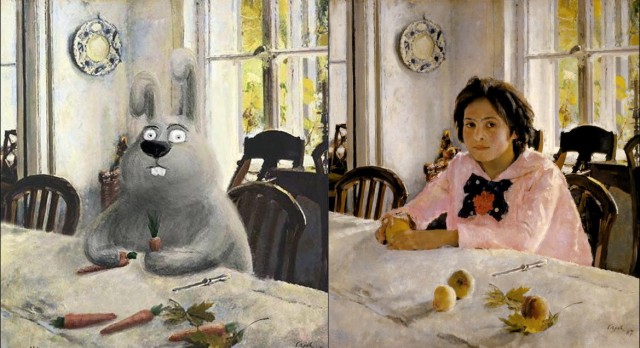 Заяц с морковками