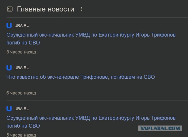 Экс-начальник УМВД Екатеринбурга Игорь Трифонов погиб в зоне СВО