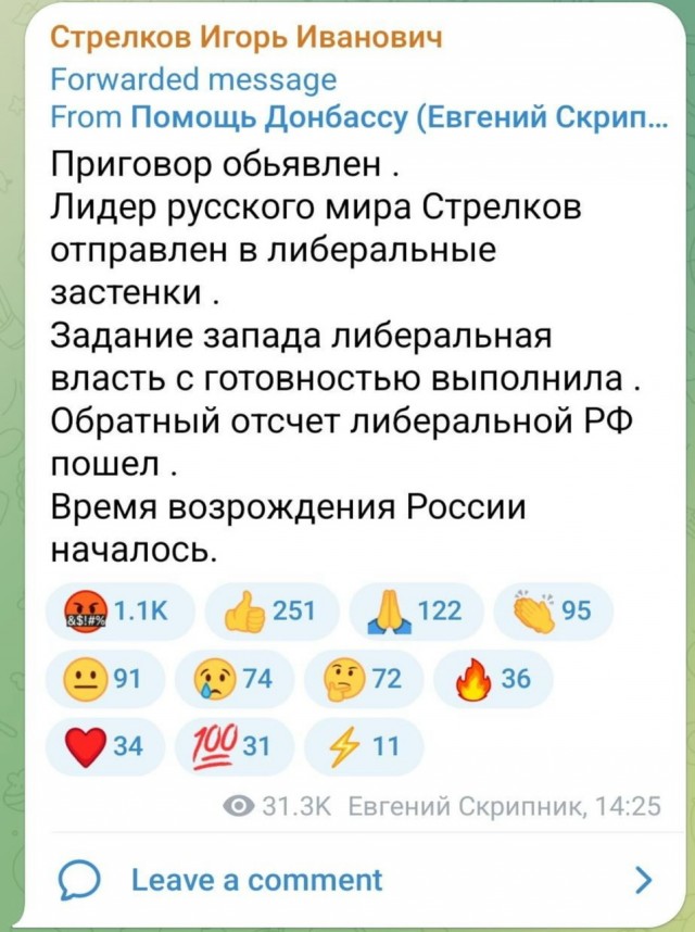 Игоря Стрелкова приговорили к 4 годам колонии общего режима по решению Мосгорсуда