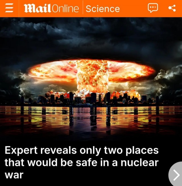 В случае ядерной войны выжить с наибольшими шансами можно только в Австралии и Новой Зеландии