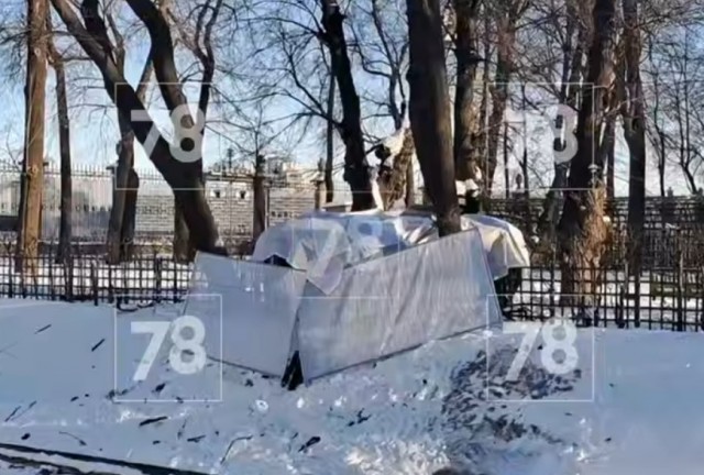 Порш перелетел через Лебяжью канавку и пробил ограду Летнего сада в СПб.