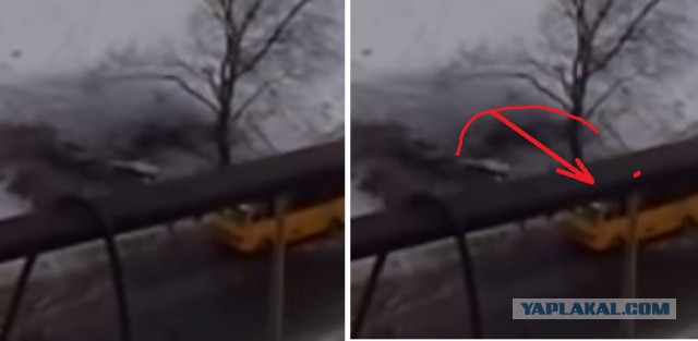 Взрыв возле автобуса с видеорегистратора