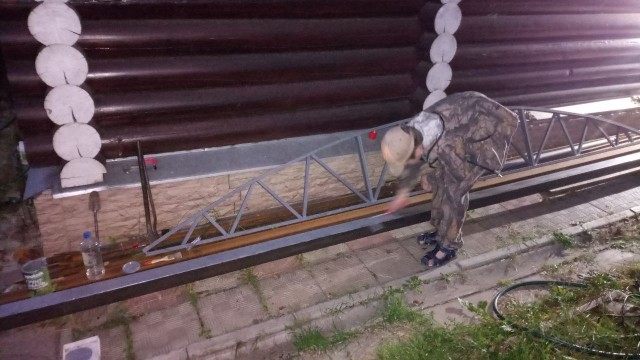Откатные ворота, навес-гараж
