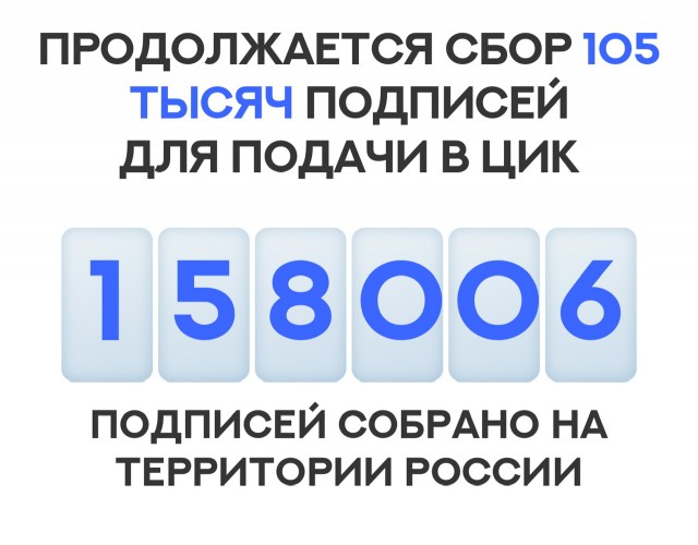 Борис Надеждин собрал 101 000 подписей, согласно заявленной на его сайте цифре