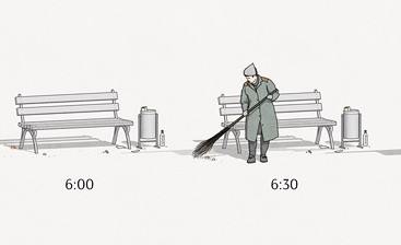 Один день из жизни парковой скамейки