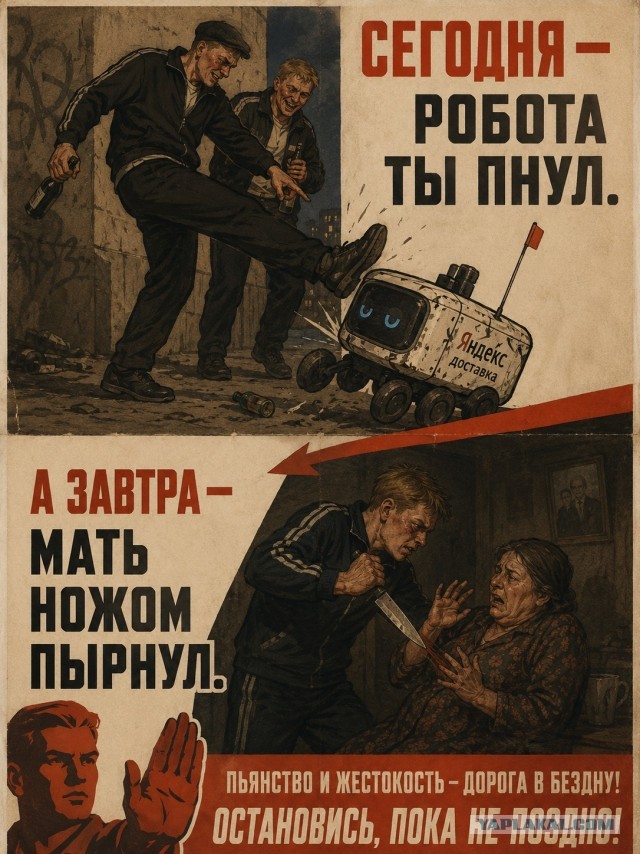 В Долгопрудном двое молодых людей пнули робота-курьера
