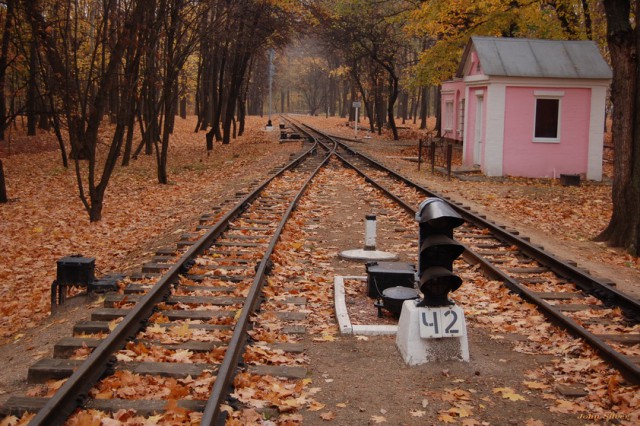 Осенние поезда и железная дорога