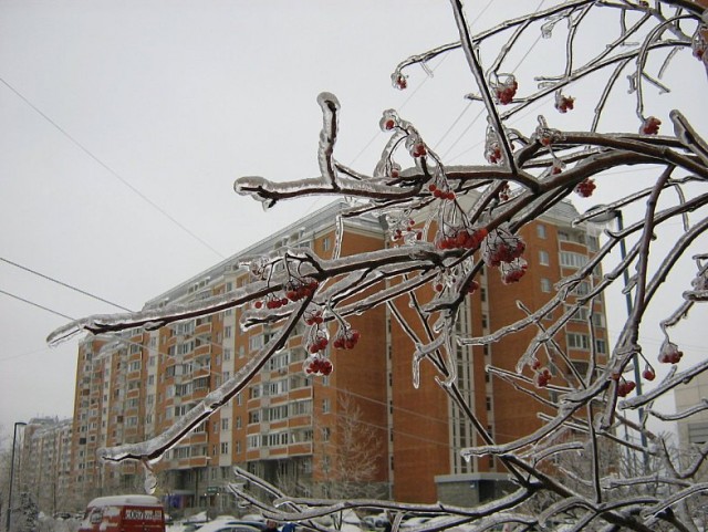 Лед на улицах Москвы