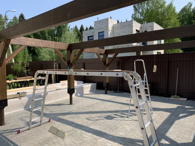 Навес для авто из бруса своими руками