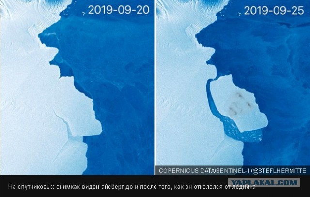 От Антарктиды откололся айсберг весом 315 млрд тонн