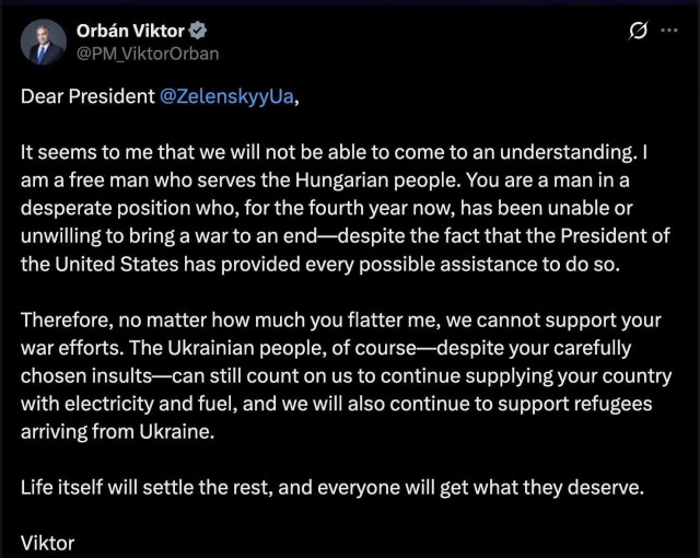 Зеленский про Орбана