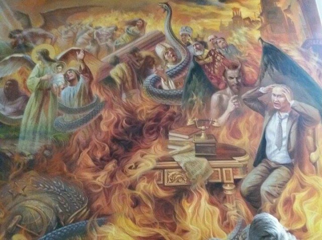 «Путина в аду» изобразили на фреске в храме под Львовом