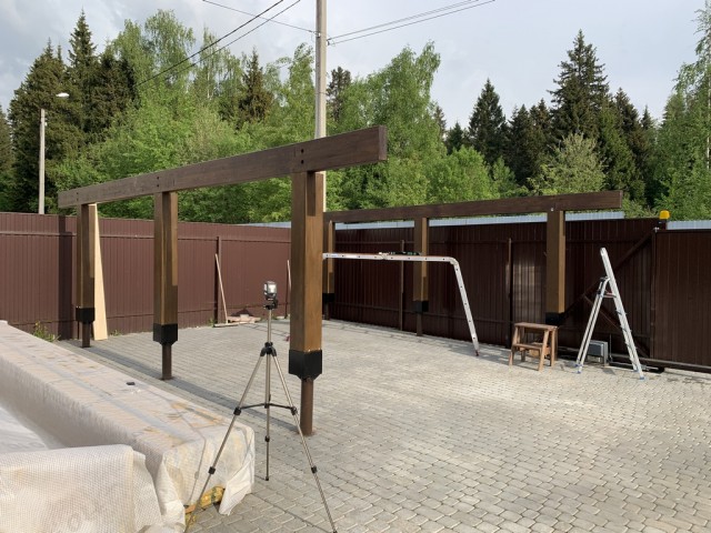 Навес для авто из бруса своими руками