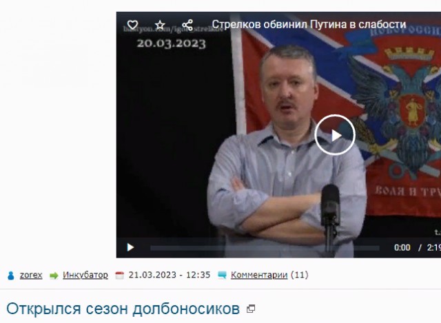 Стрелков обвинил Путина в слабости