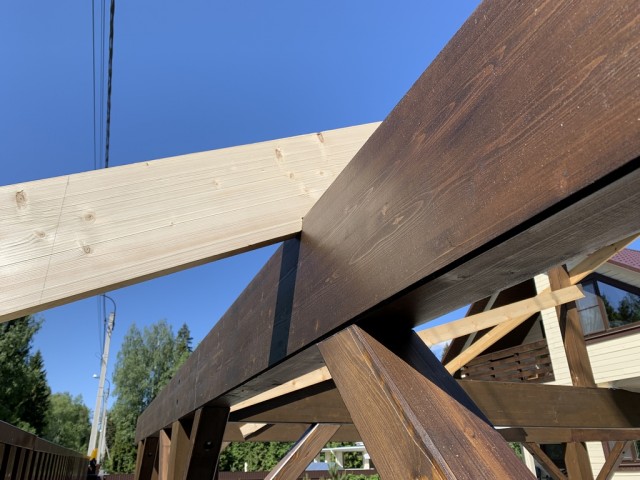 Навес для авто из бруса своими руками