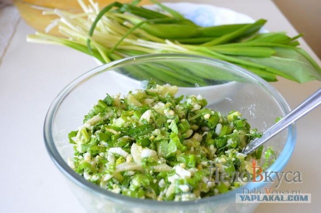 Простой весенний салат из черемши.