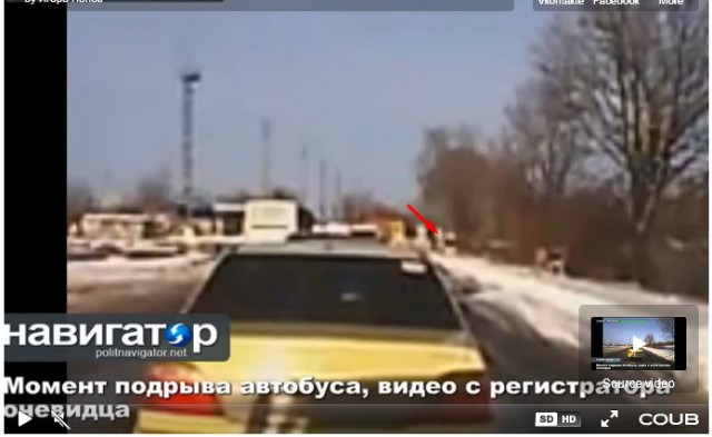Взрыв возле автобуса с видеорегистратора