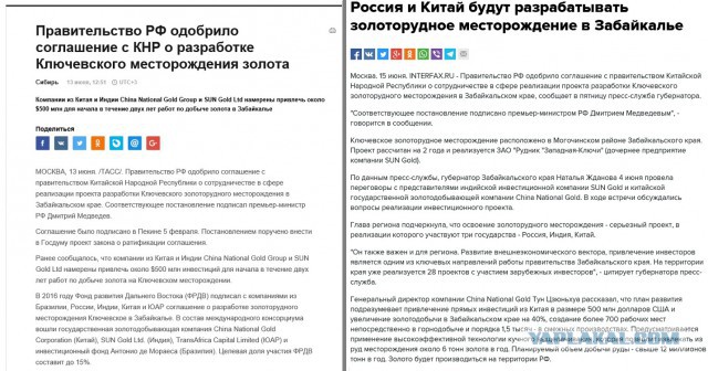 [fake news] Золото России отдают китайцам