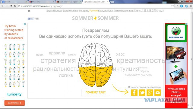 Тест - Левое или Правое.