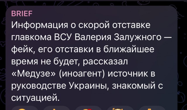 Залужный снят