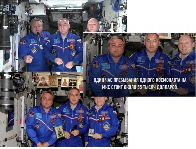 Космонавты на борту МКС держат иконостас