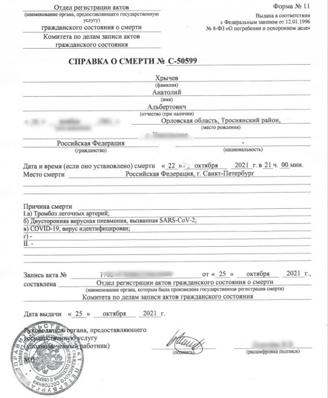 Вакцинировался, но сгорел за две недели: в Петербурге комиссия изучит смерть 13-го привитого.