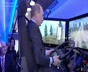 Вова Путин учится ездить на Камазе