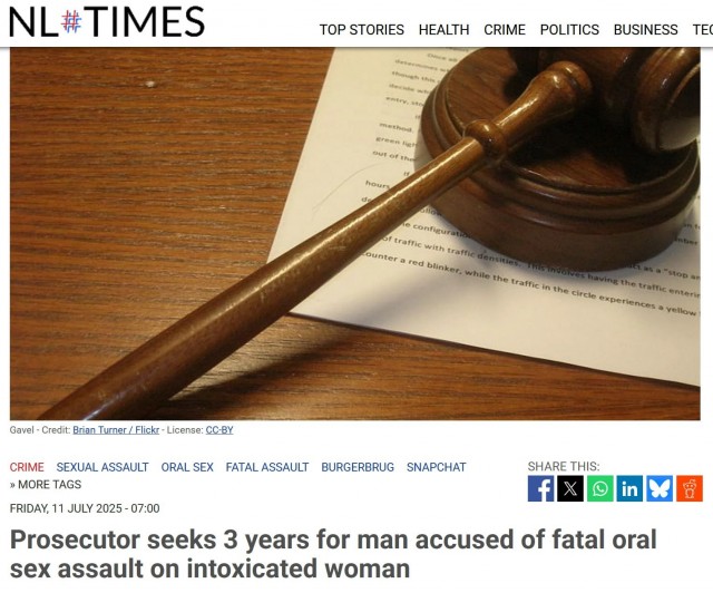 Голландец задушил членом свою девушку — парочка занималась оральным сексом, и парень «перестарался»