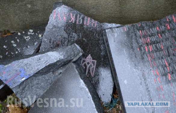 Польша Неизвестные разбили кувалдой памятник фашистским прихвостням, бандеровцам из УПА