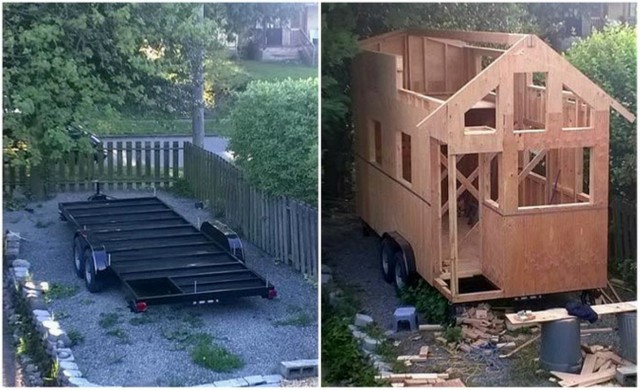 Женщина в одиночку построила дом на колесах