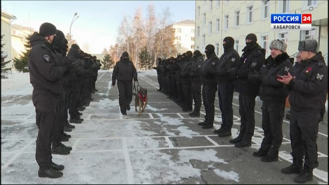 Служебного пса по кличке Жек торжественно проводили на пенсию в Хабаровске
