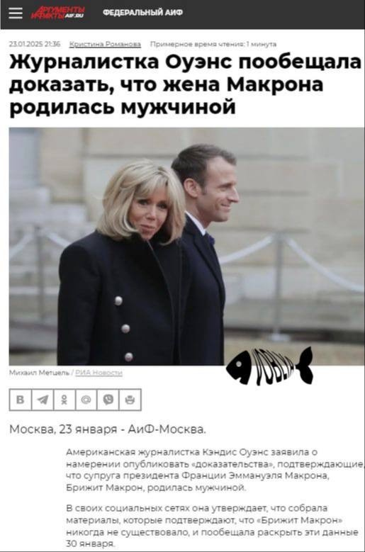 Журналистку Кэндис Оуэнс, которая обещала 30 января опубликовать доказательства того что жена Макрона мужчина, пытались подкупить