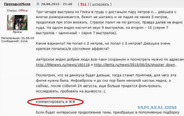 Странности убийства в прямом эфире 26.08.2015 г.