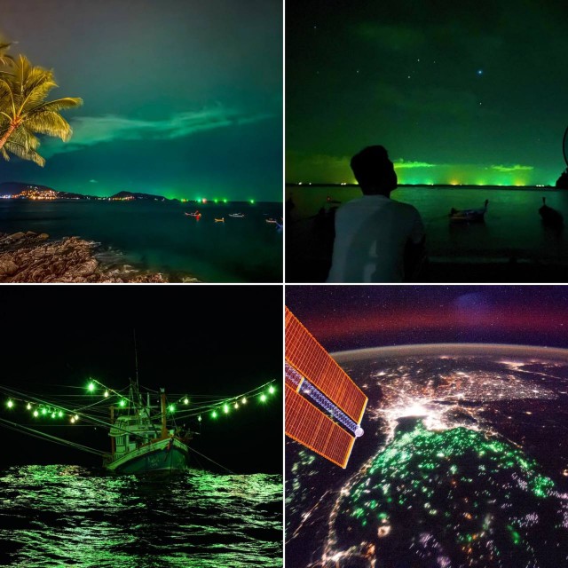У берегов Таиланда можно увидеть особое «тайское полярное сияние» - от рыбацких судов, огни которых видны даже с орбиты